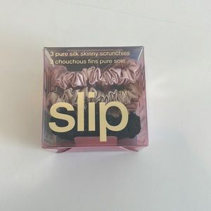 Slip pure silk skinny scrunchies in black, pink and caramel 3 pack